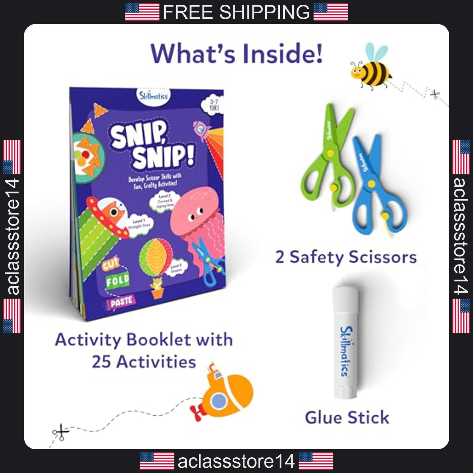 Skillmatics scissors activity book for preschoolers with 2 child-safe scissors