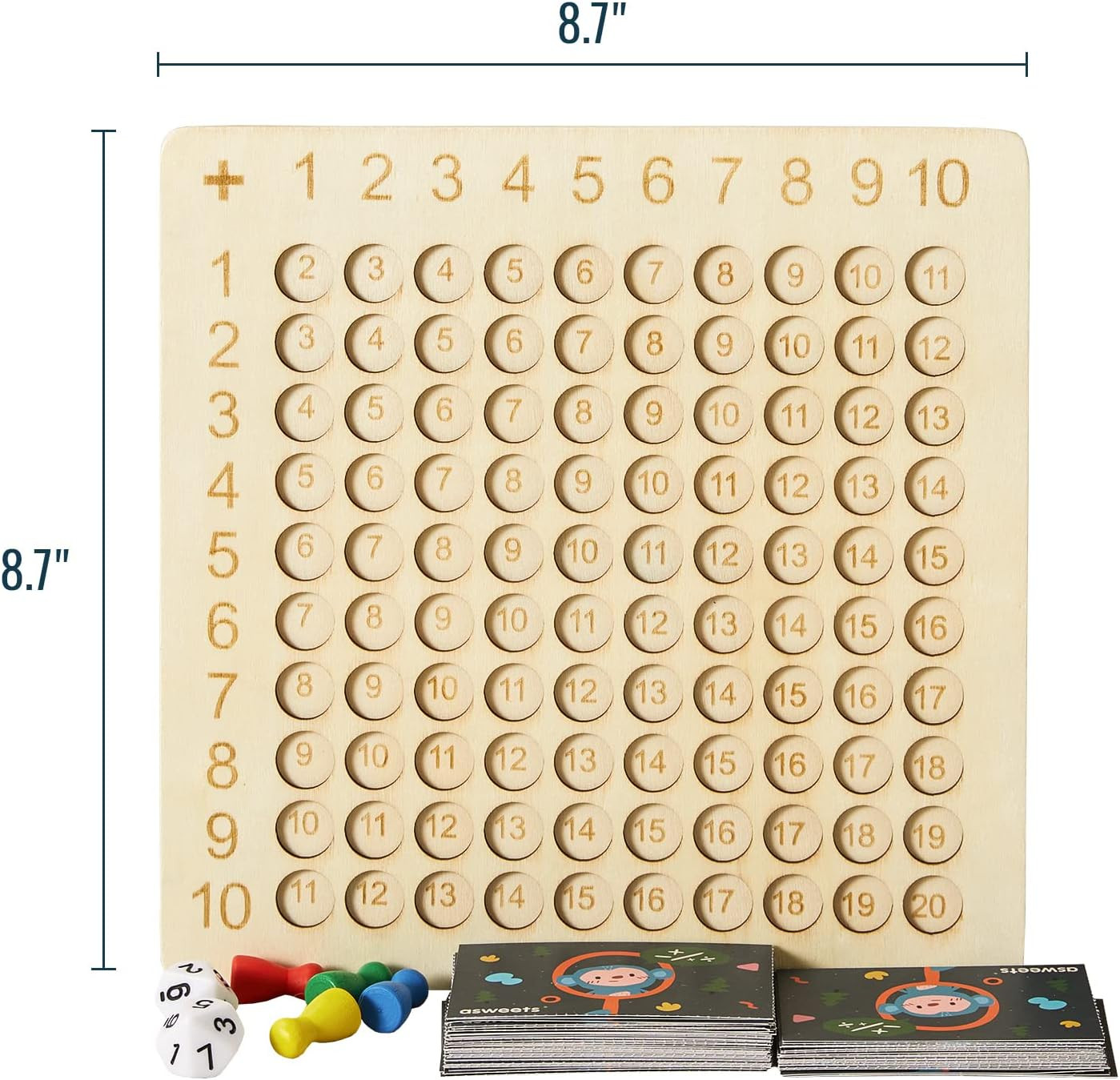 Asweets 2 in 1 Wooden Montessori Multiplication Addition Board Game Montessori T