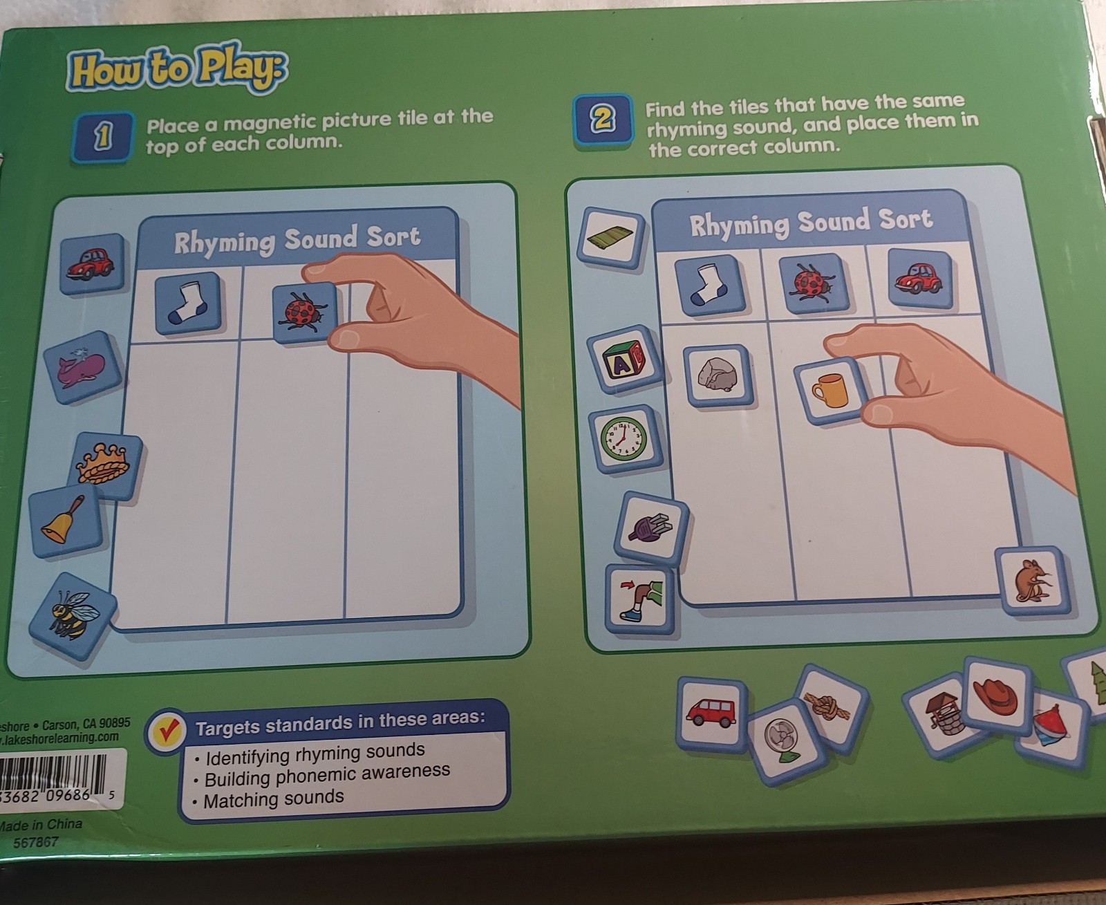 Lakeshore Magnetic Sound Sorting Board Rhyming Sounds Reading Phonics Sorting
