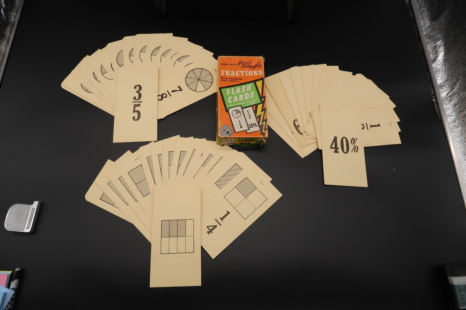 Fractions Flash Cards Learn Parent Teacher Numbers Math Arithmetic Home School
