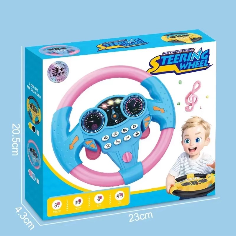 Toddler Backseat Pretend Steering Wheel Toy Suction Lights Xmas Birthday Gift