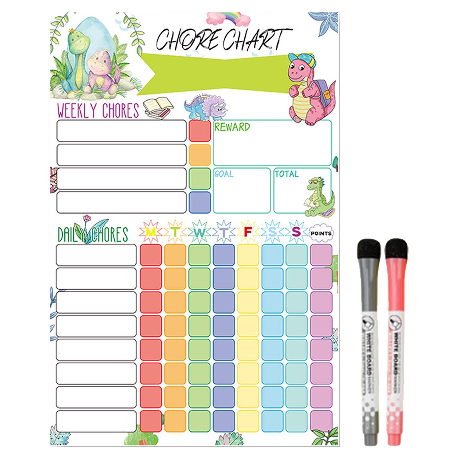 Magnetic Chore Chart Weekly Visual Schedule for Kids Dry Erase Behavior Charts