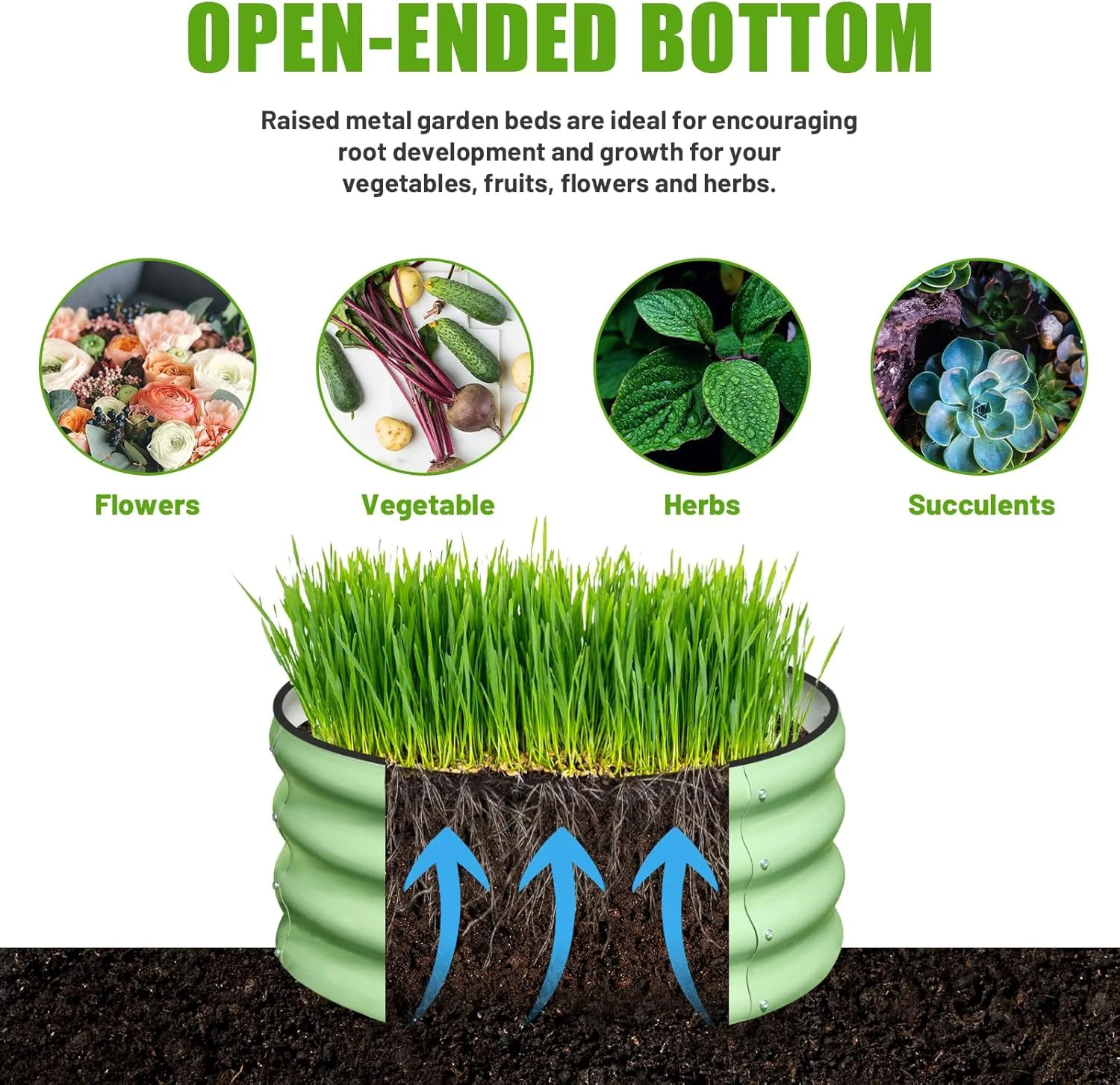 SnugNiture 2x2x1ft Round Galvanized Raised Garden Bed Kit Outdoor, Metal Planter