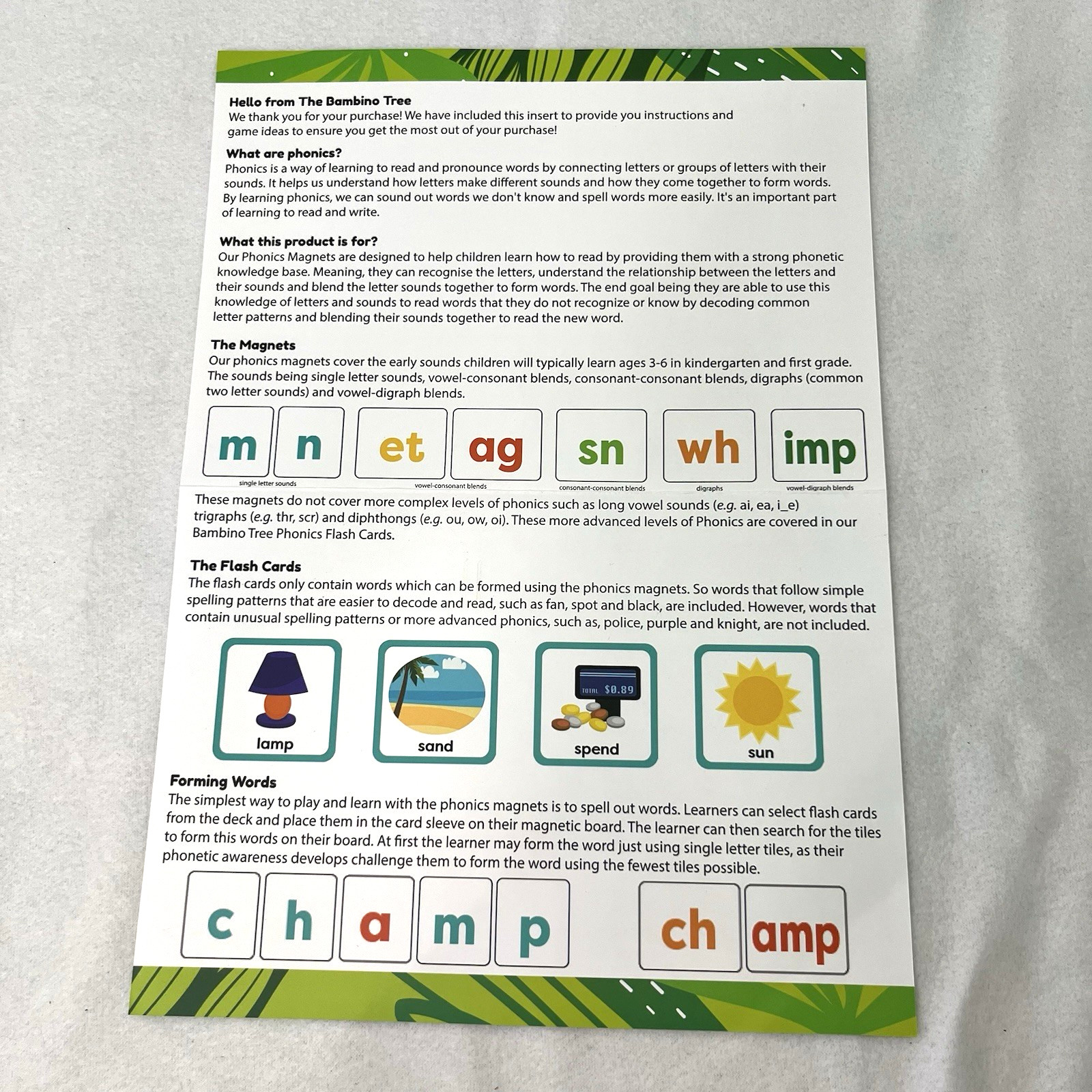 Bambino Tree Phonics Magnets – Phonics Guided Instructions plus Mini Games!