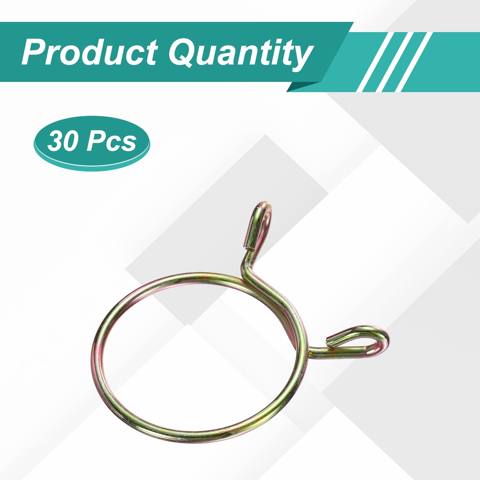 30Pcs 31mm ID 34.5mm OD Fuel Line Hose Clips 65Mn Spring Clips Clamps Gold