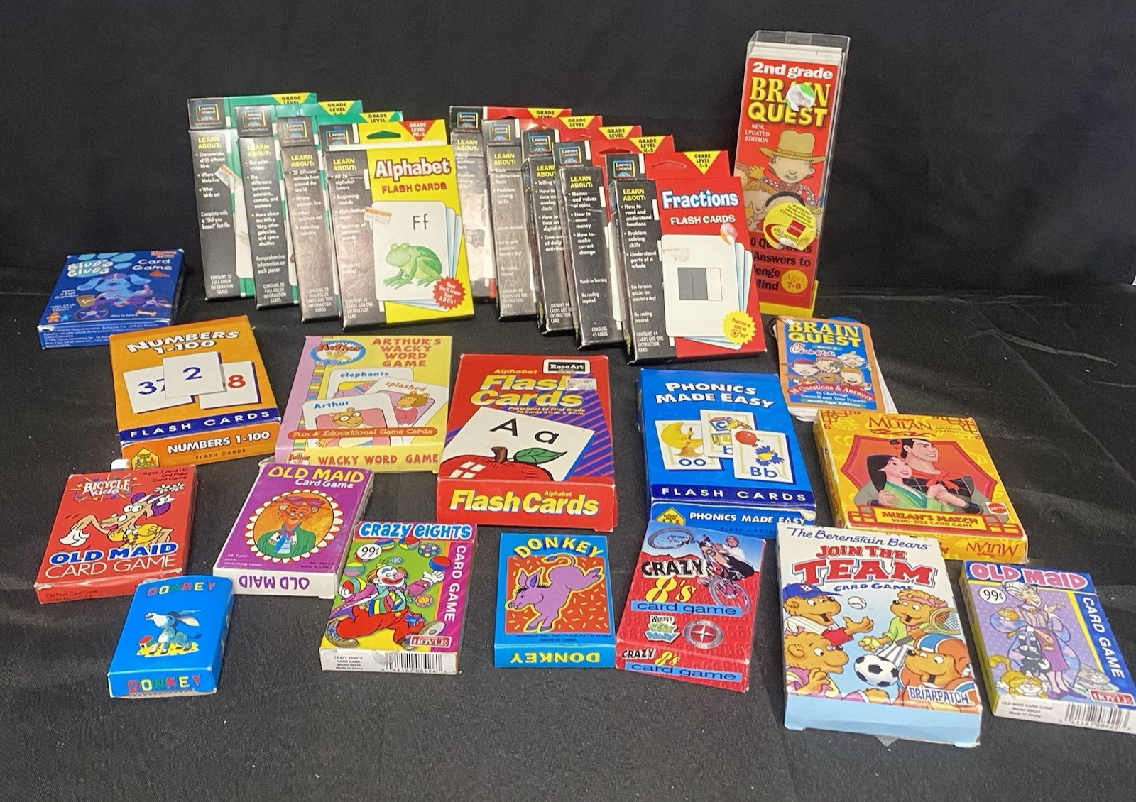 Lot of 25 Sets Of Elementary School Aged Kids Flash Cards & Playing Cards