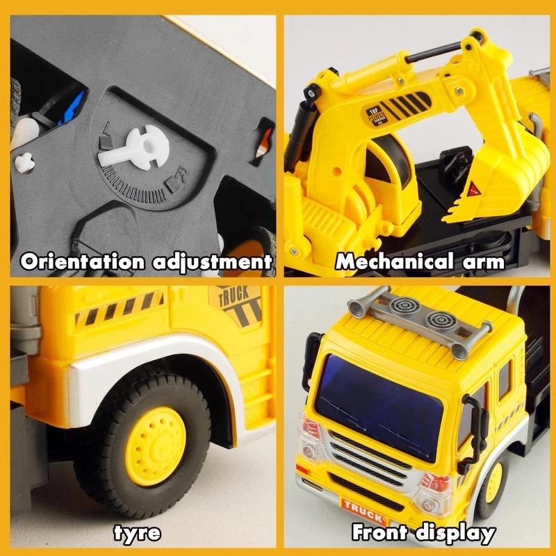 LED Light Remote Control Excavator and Garbage Truck Toys – Great for Young Buil