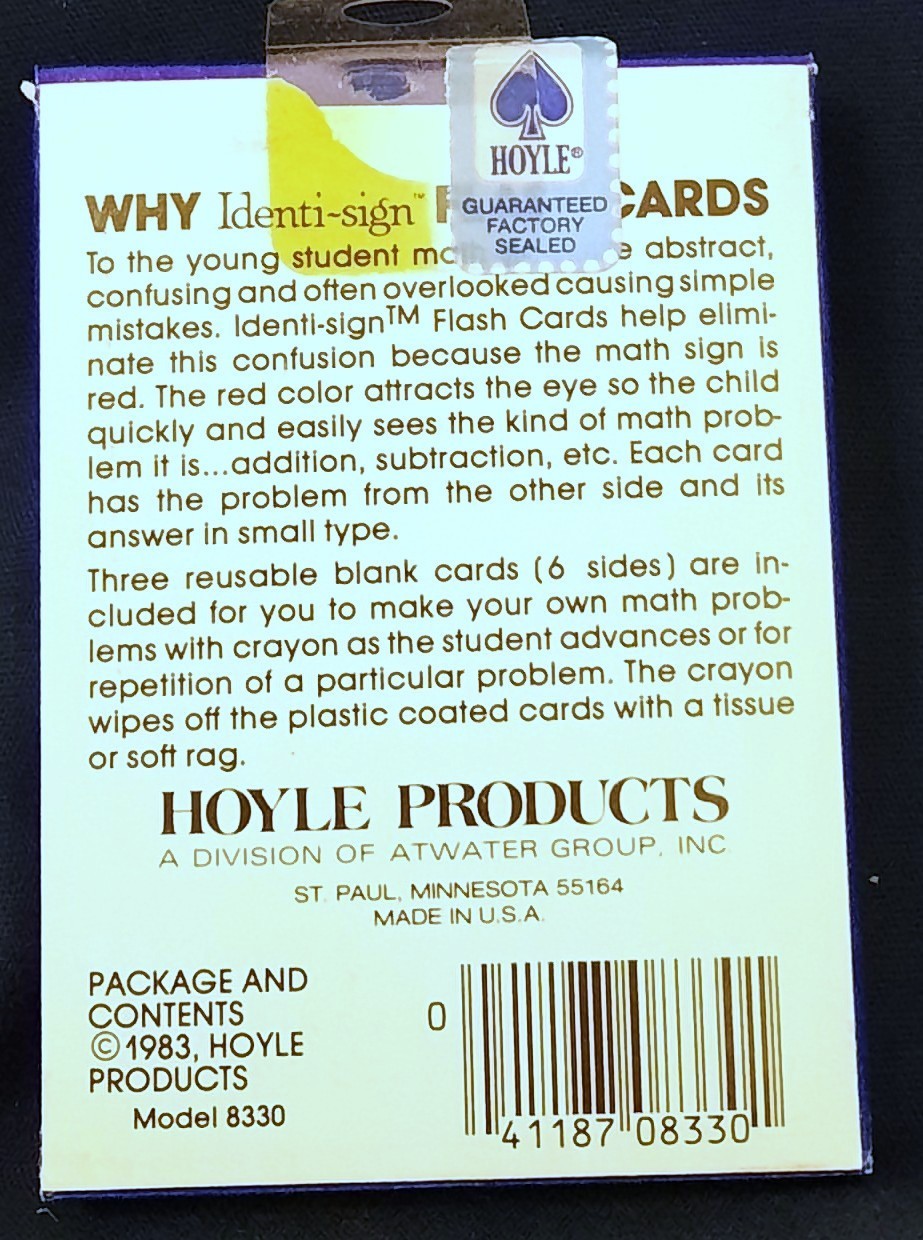Identi-sign Flash Cards And Hoyle Phonics Cards Add Subtract Division Multiply