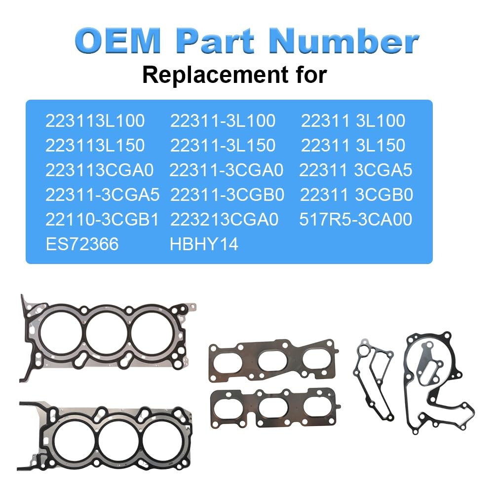 Engine Head Gasket Set with Bolts Compatible with 2010-2020 Kia Sedona Sorento
