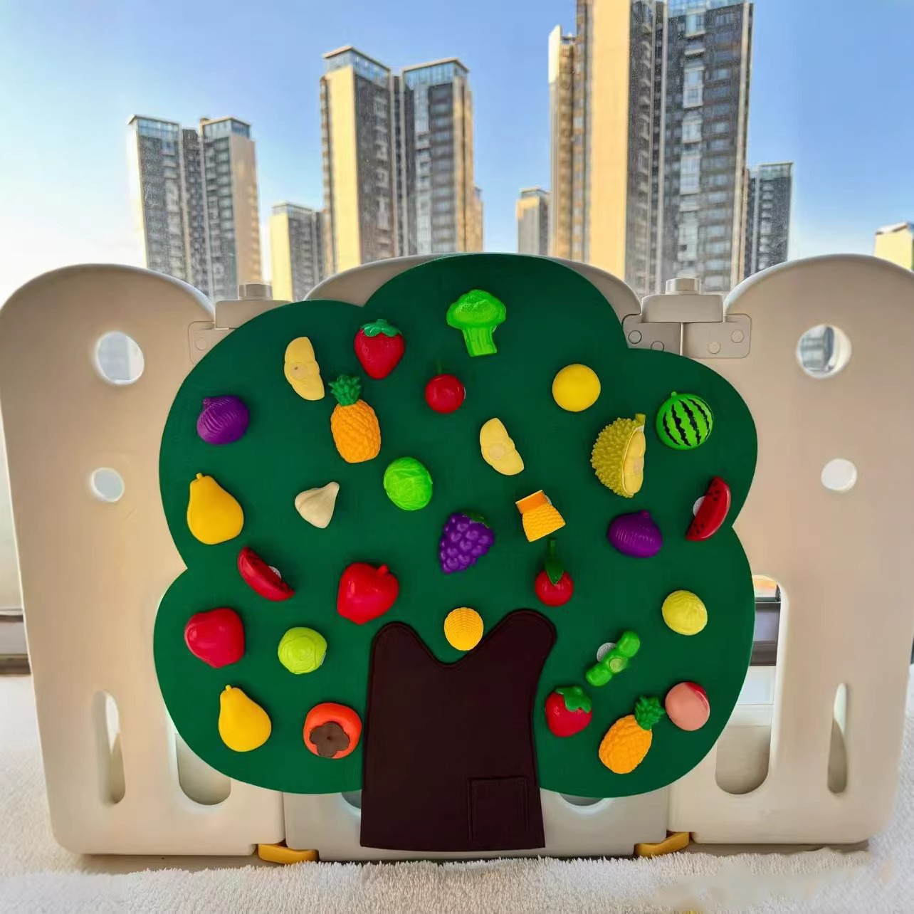 1 Set Baby Felt Board Play Food Toys Wall Sticker Fruits Pretend Play Games