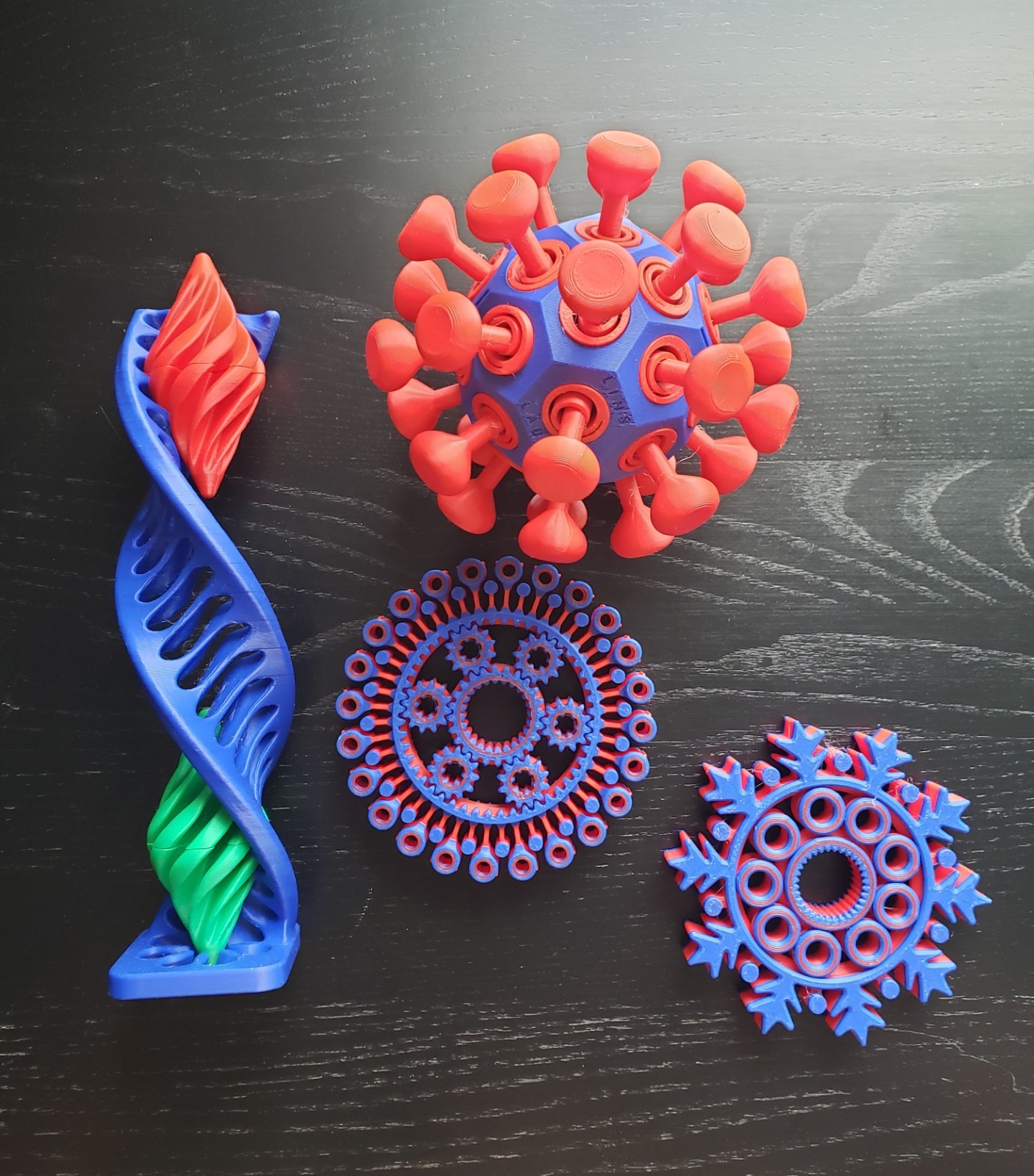 DNA & Virus Spike 3D-printed Fidget Dioramas/Toys/Multi-color Models