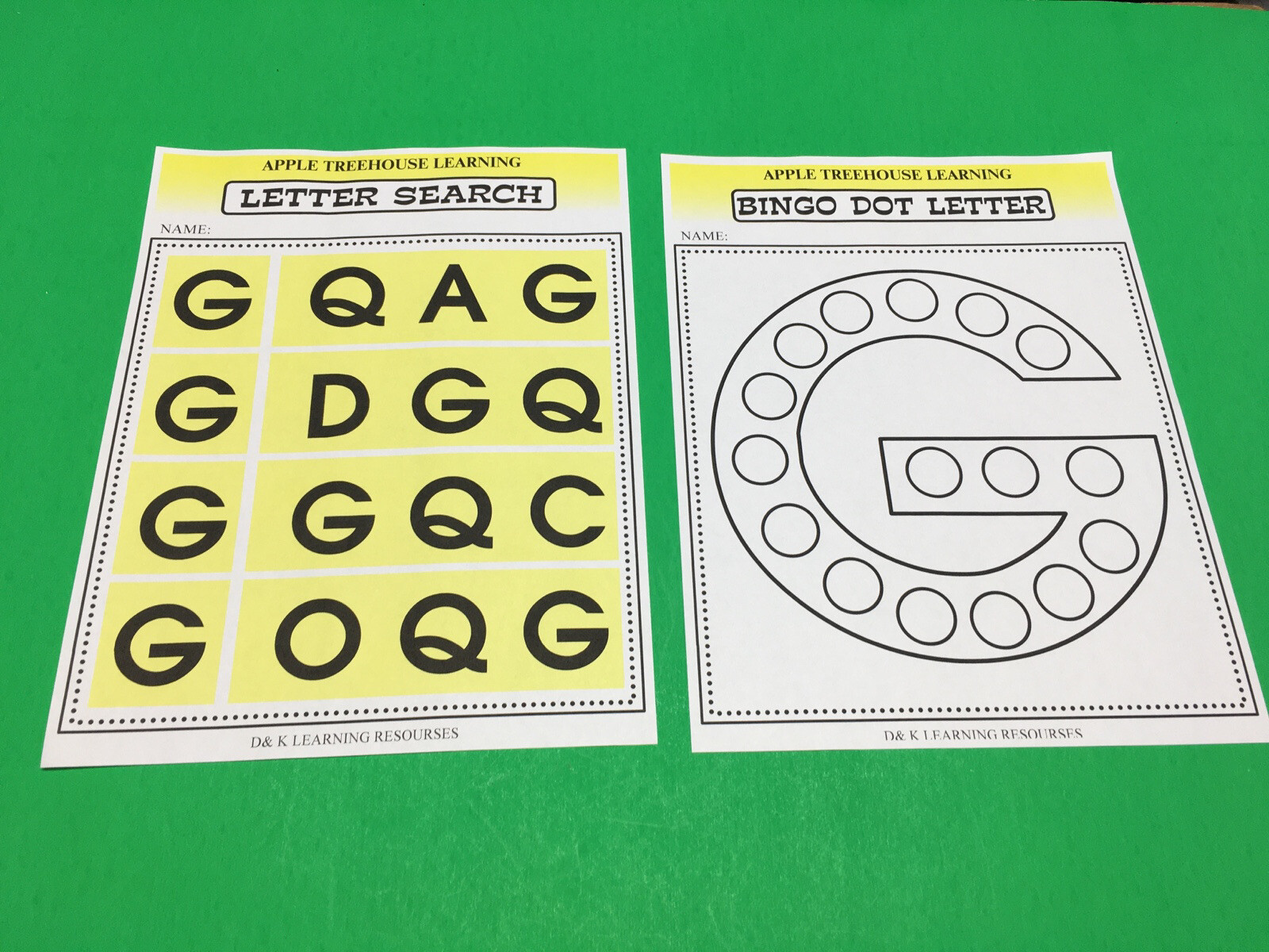 Letter Gg – Apple Treehouse Worksheets – Preschool Teaching supplies 20pgs
