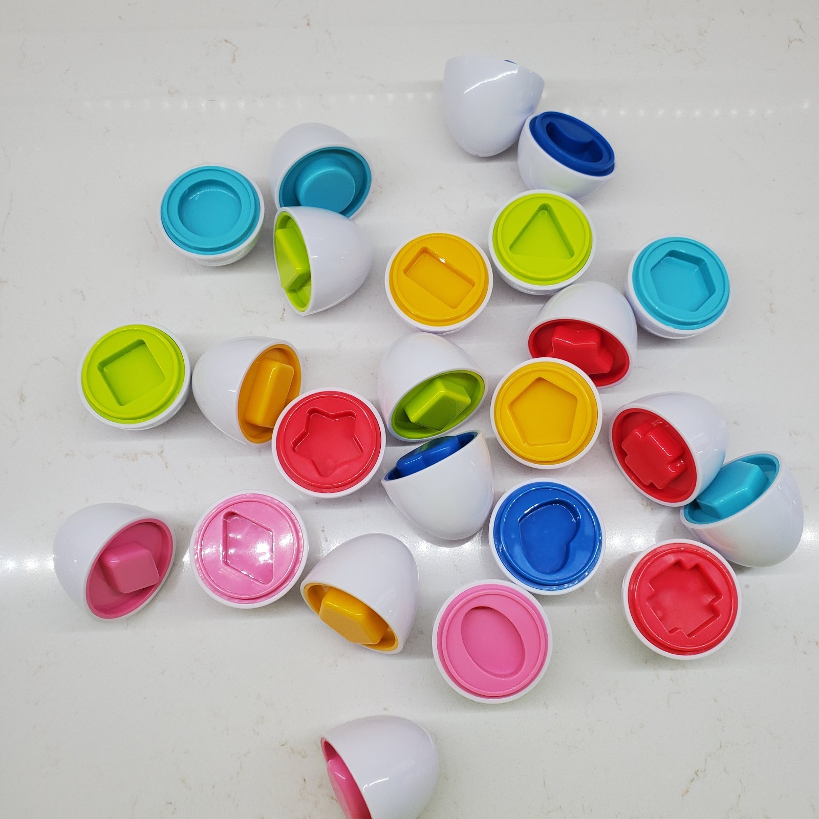 Matching Shapes Game 12 Plastic Eggs – Shapes & Color Sorter Educational Play