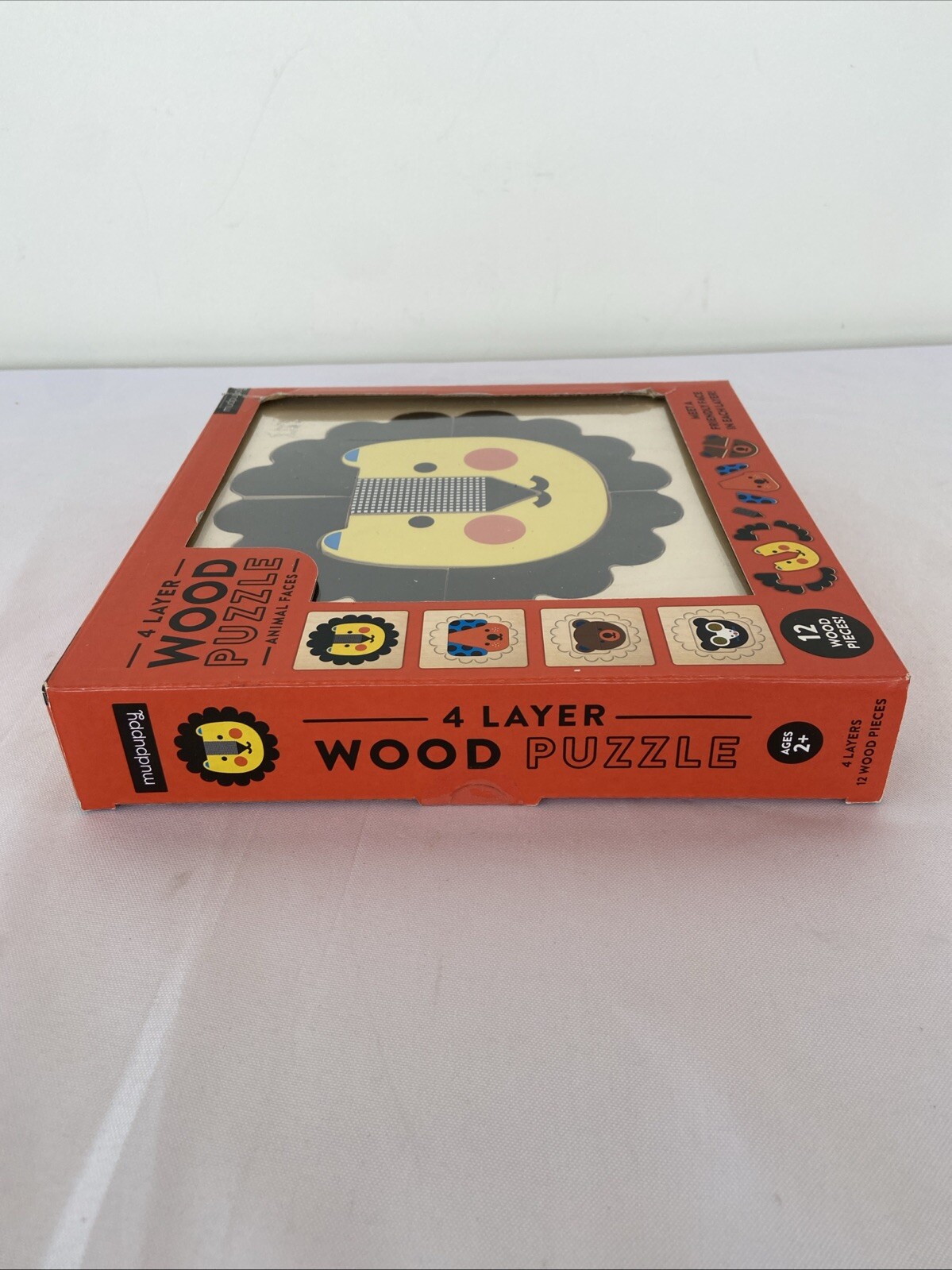 Mudpuppy 4 Layer Wood Puzzle Animal Faces Educational 12 Wooden Pieces Ages 2+