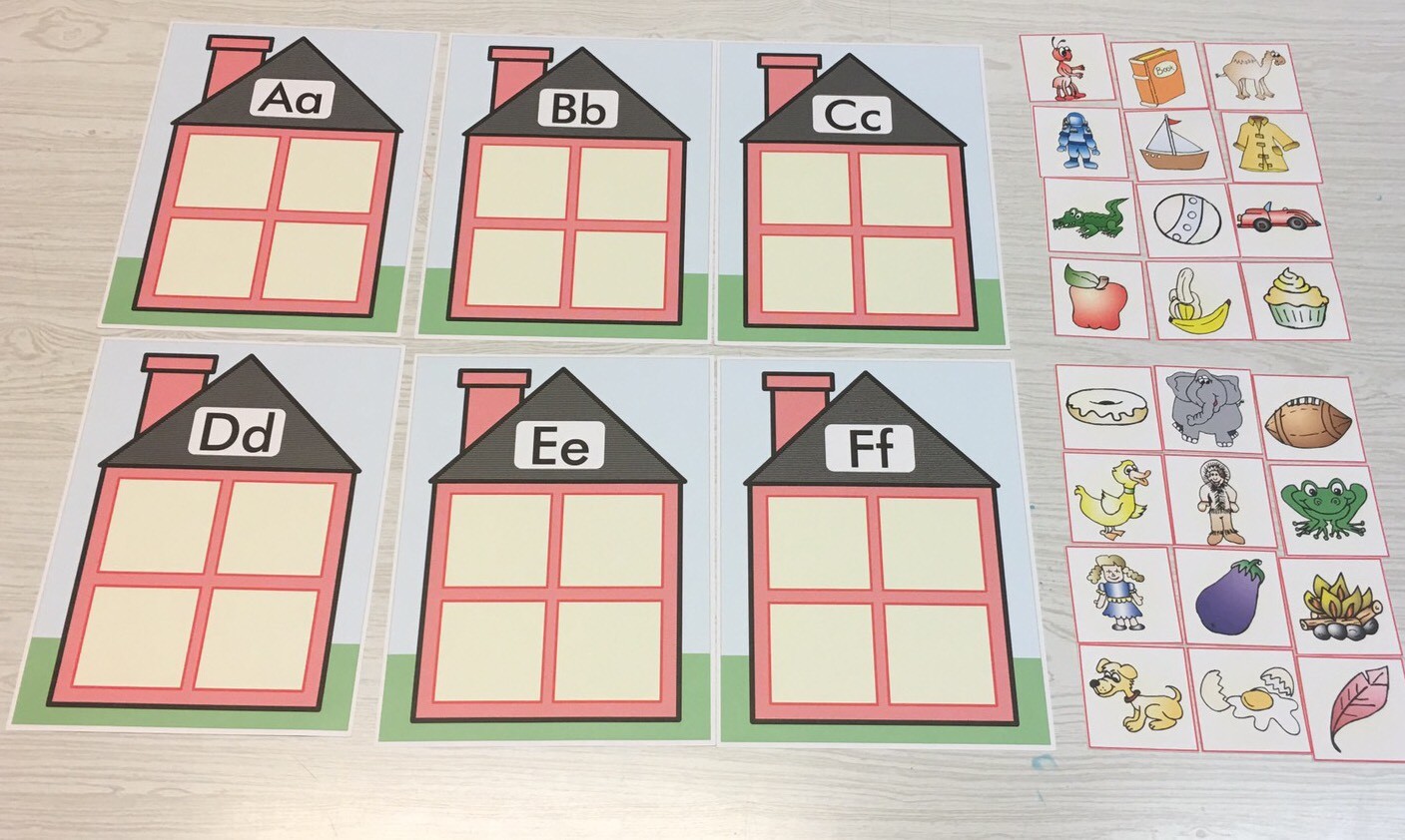 Alphabet House Game – Beginning Sounds – Learning Center A, B, C, D, E & F