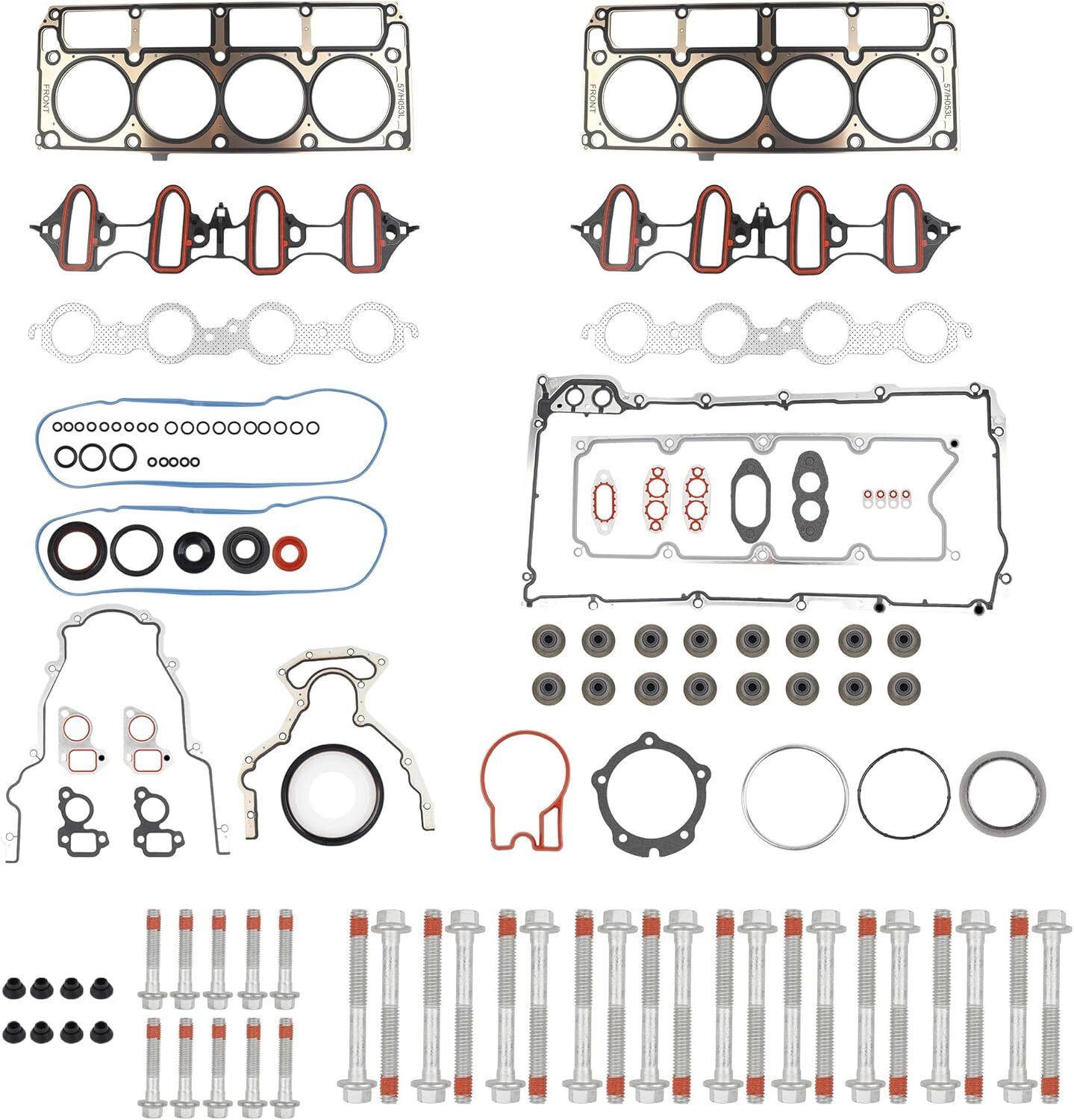 Dasbecan Full Cylinder 5.3 Head Gasket Set with ES72220 Bolts Intake Exhaust