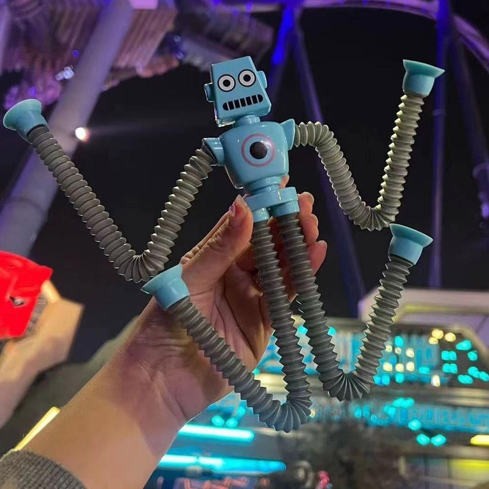 LED Telescopic Suction Cup Robots Toy Stress Relief Light Up Robot Toy JQ