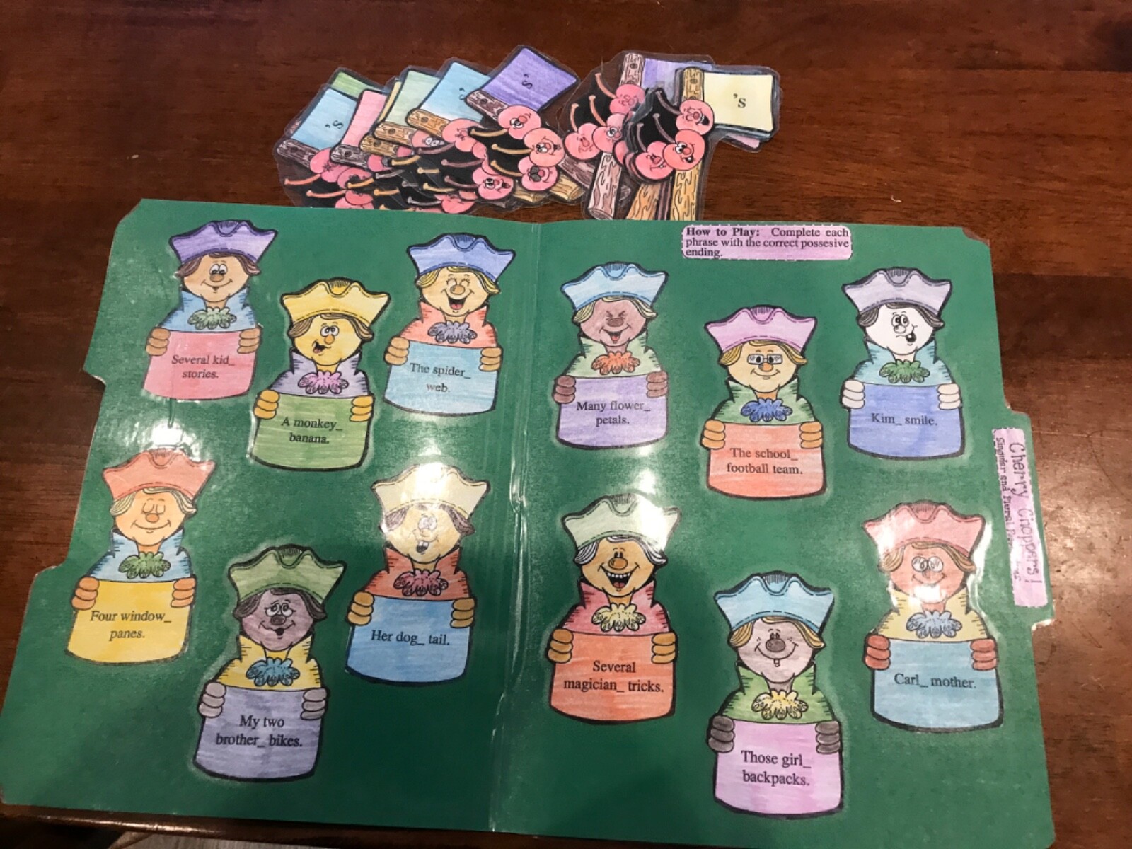 Cherry Choppers! Singular plural Grade 3-4 language art file folder game teacher