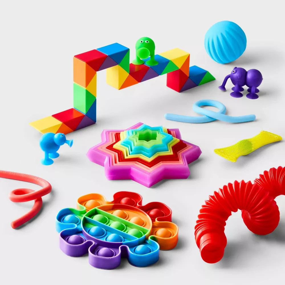 🔥Gigglescape Fidget Box 28-Piece Set For Ages 3+ Stretch, Twist & Squeeze!🔥