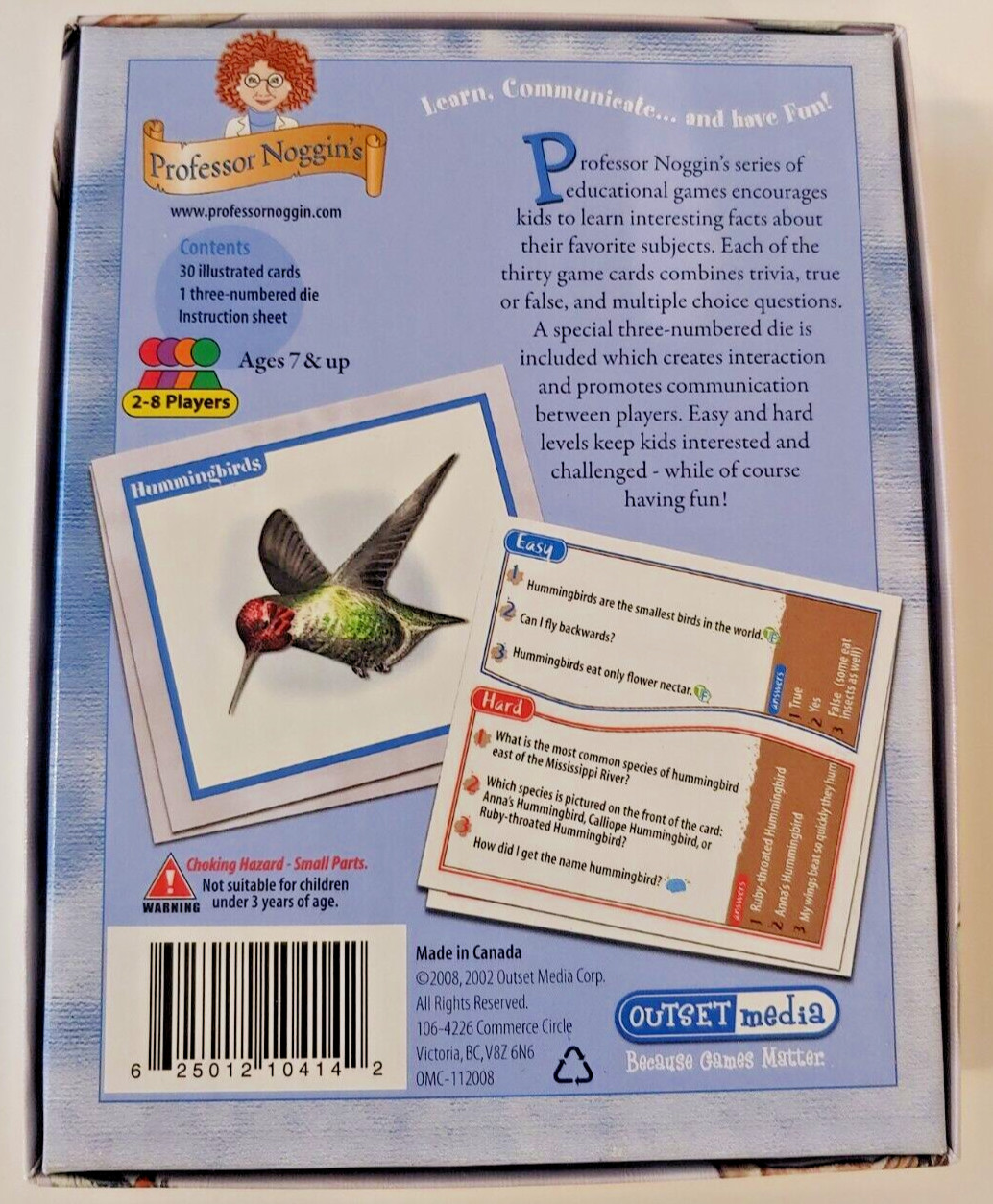 Professor Noggin’s Birds of North America Family Card Game Outset Media