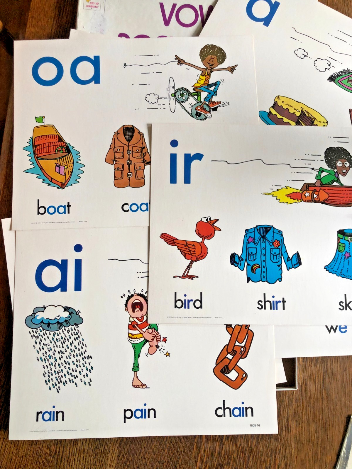 1977 Vintage Electric Company Vowel Poster Cards Groovy Images Bright Large Card