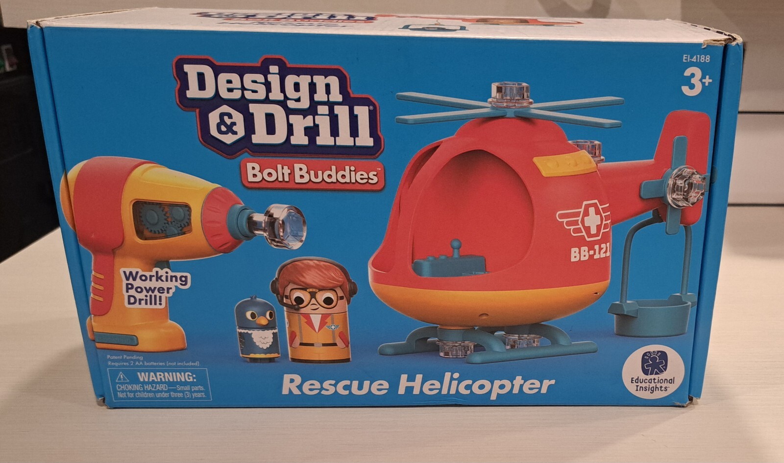 Educational Insights Design & Drill Bolt Buddies Rescue Helicopter Toy Set