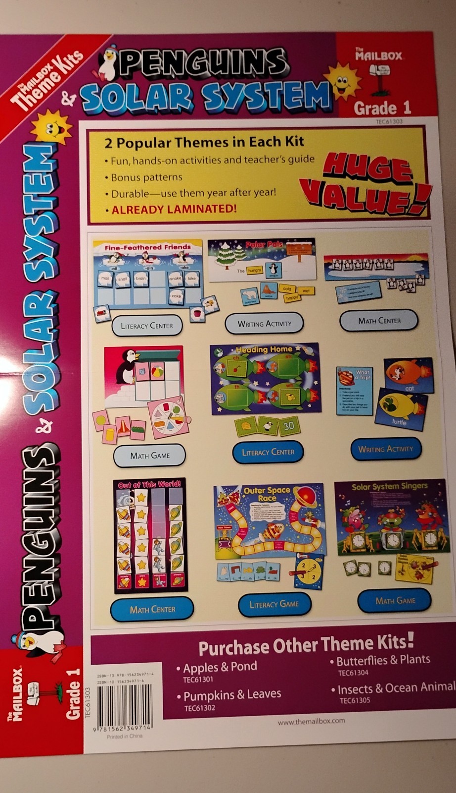 Education Center Theme Kits Penguins/ Solar System for Gr. 1-Laminated /LikeNew!