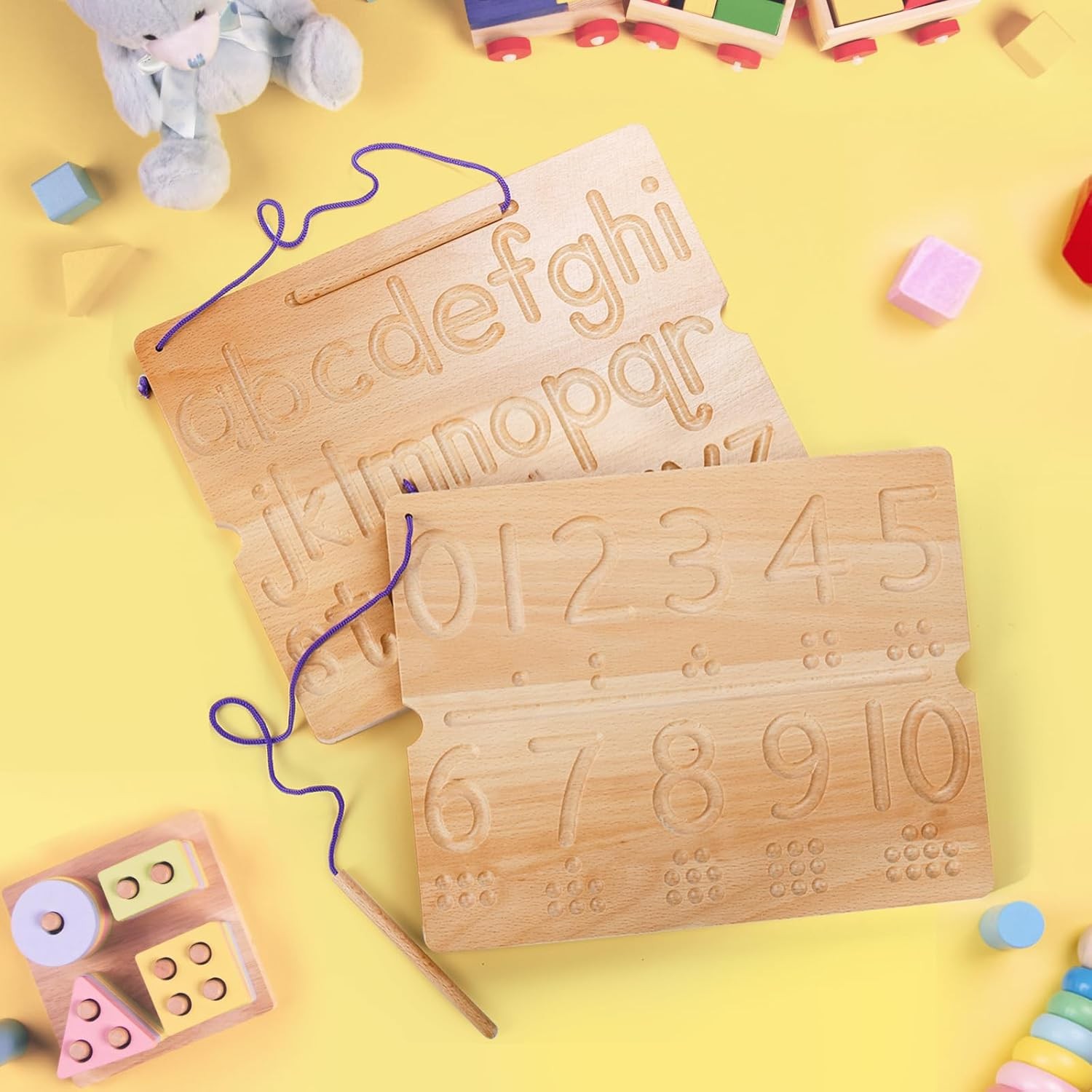 Number & Letter Tracing Board, Wooden Alphabet Learning Montessori Toys for K…