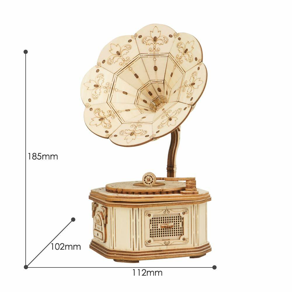 Wood Craft 3D DIY Model Building Puzzle Kits (Gramophone) Creative & STEM Toys