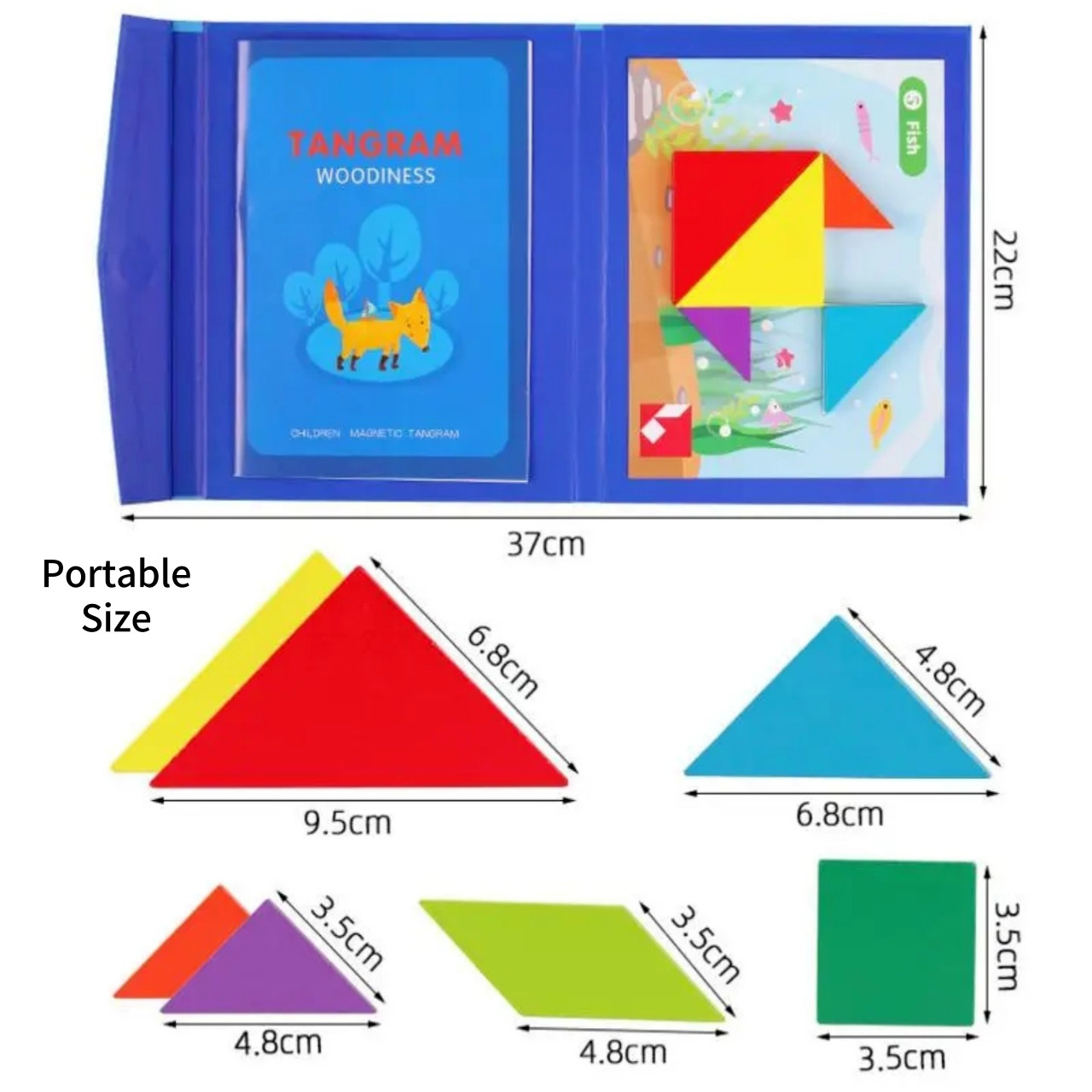 Children Wooden Magnetic Tangram Puzzle Game Toy Educational Book Kids Gift Toy