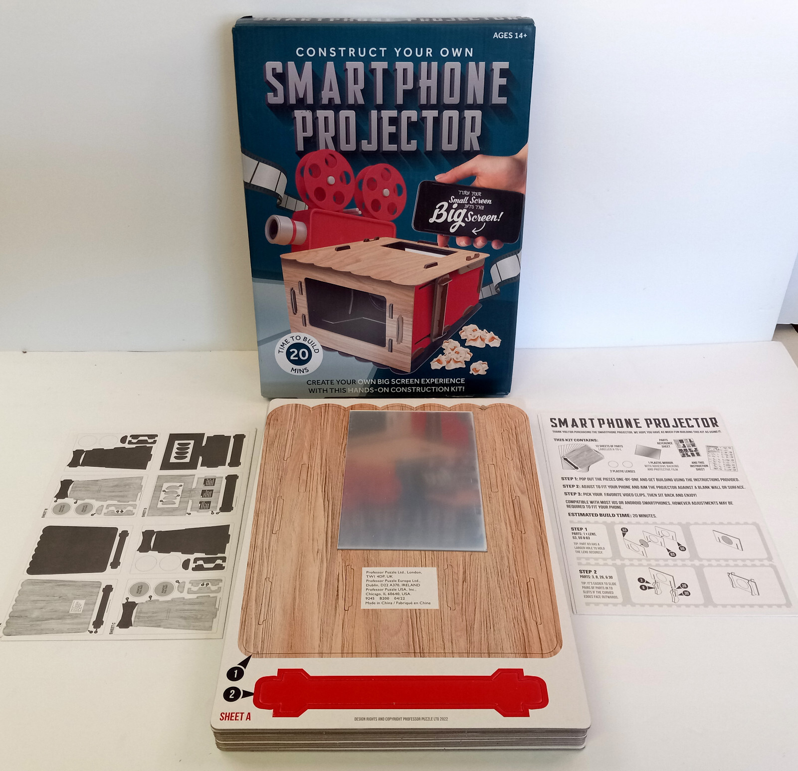 SmartPhone Projector Professor Puzzle B200 Cardboard Build Your Own open box