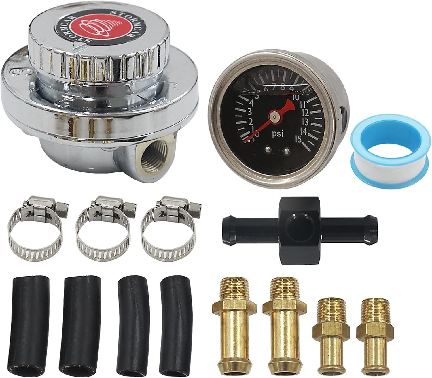 Manual Adjustable 1-5 PSI Fuel Pressure Regulator Carburetor Carb Fuel Pump Kit