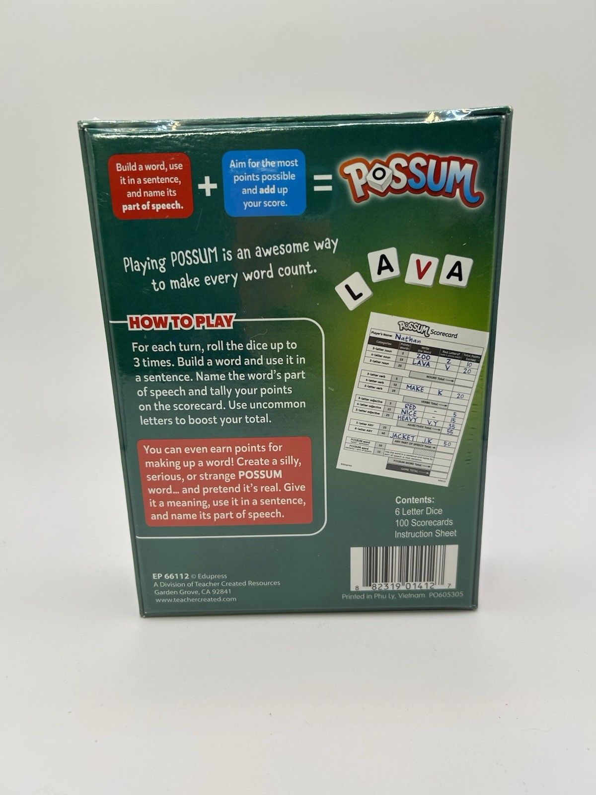 POSSUM The Educational Word Building Dice Game (Sealed)