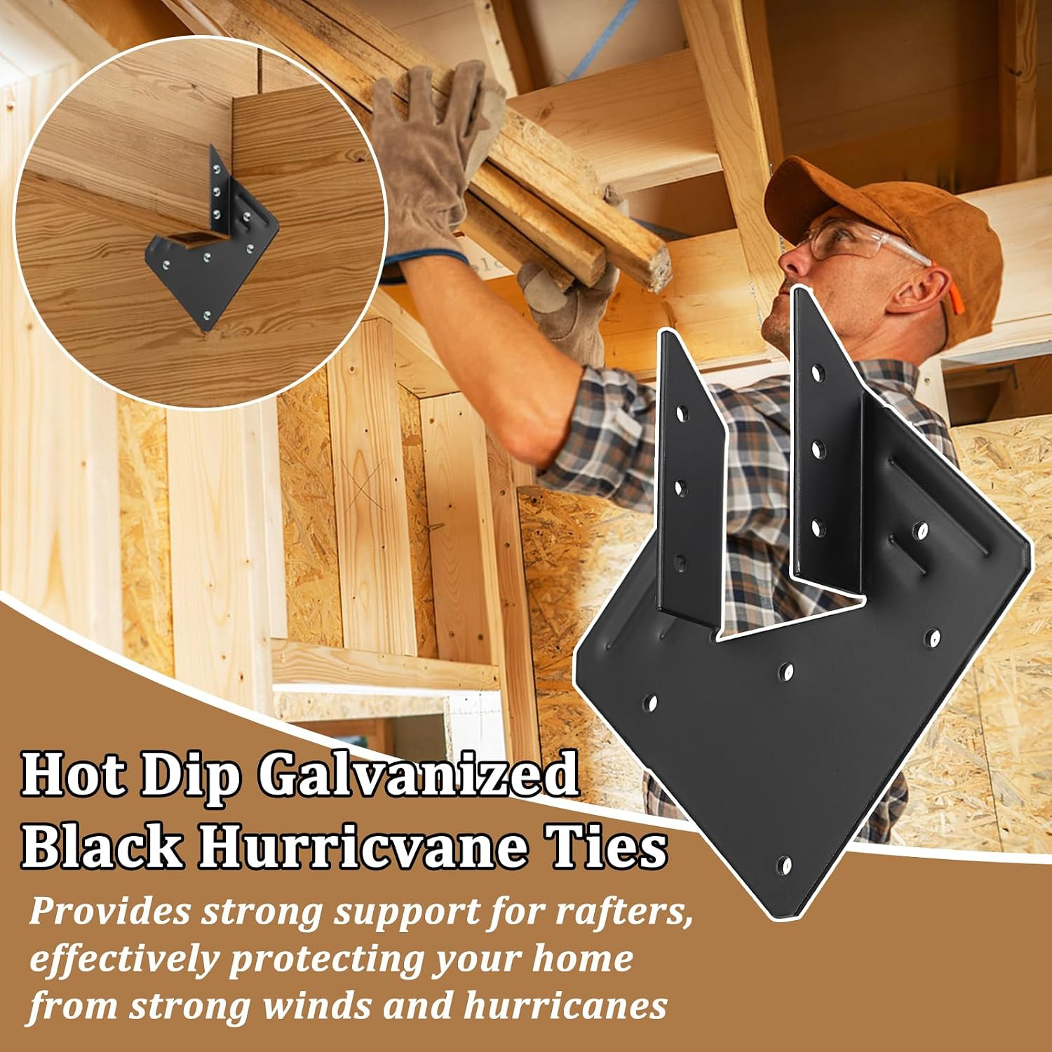 25 PCS Joist Hanger 2X6, 13-Gauge Heavy Duty Hurricane Ties, Hot Dip Galvanized