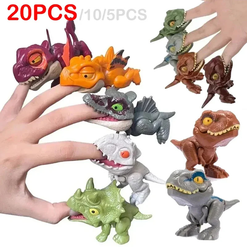 20-5Pcs Funny Finger Biting Dinosaur Tyrannosaurus Model Toys for Kids Movable J