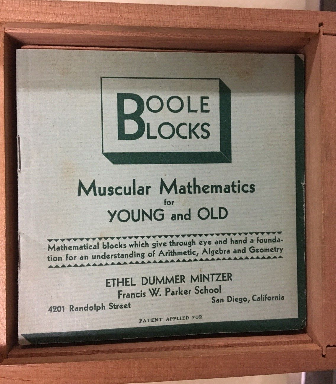 BOOLE BLOCKS educational toys historical vintage wooden with booklet