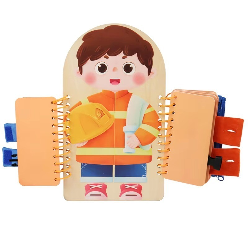 Montessori Kids Busy Board Toddler Sensory Book Learn to Dress Zipper Game Toy