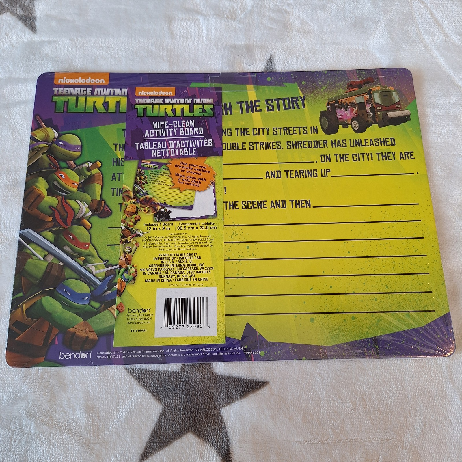 TEENAGE MUTANT NINJA TURTLES WIPE-CLEAN ACTIVITY BOARD DRY ERASE KIDS FUN!