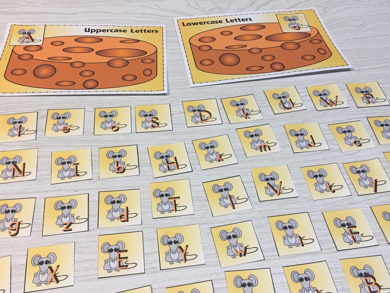 Upper And Lower Case Mouse Sort -Laminated Activity Cards Set