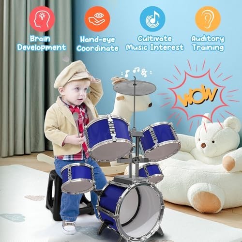Upgraded Kids Drum Set for Toddlers Plastic Musical Jazz Drum Instruments Kit…