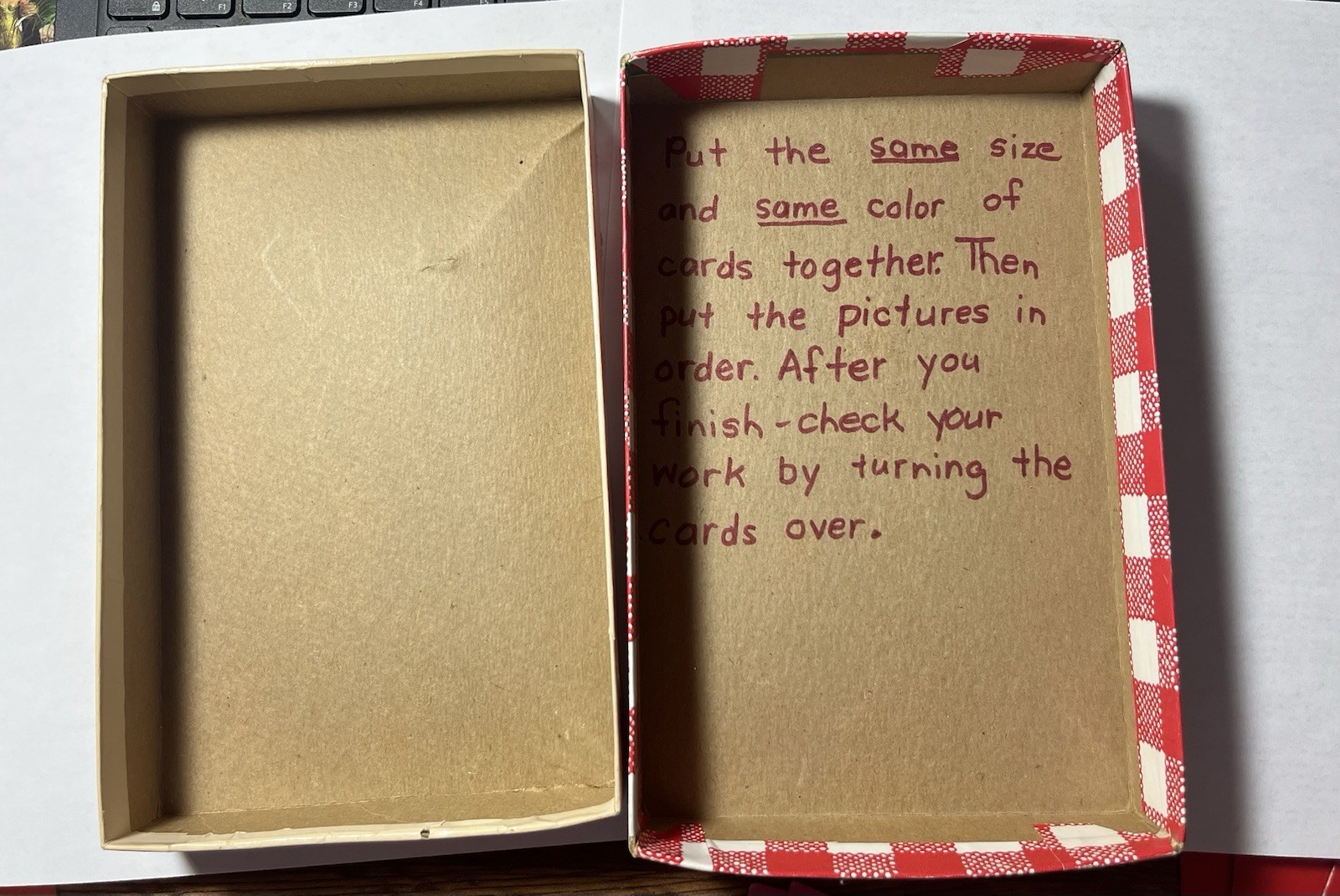 Hand crafted Vintage “Put The Story in Order” Game, With Set Of 24 Cards