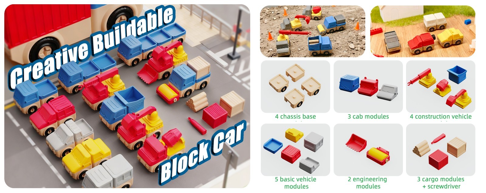 3D Creative bundle block car, 3 QTY Car On This Bundle