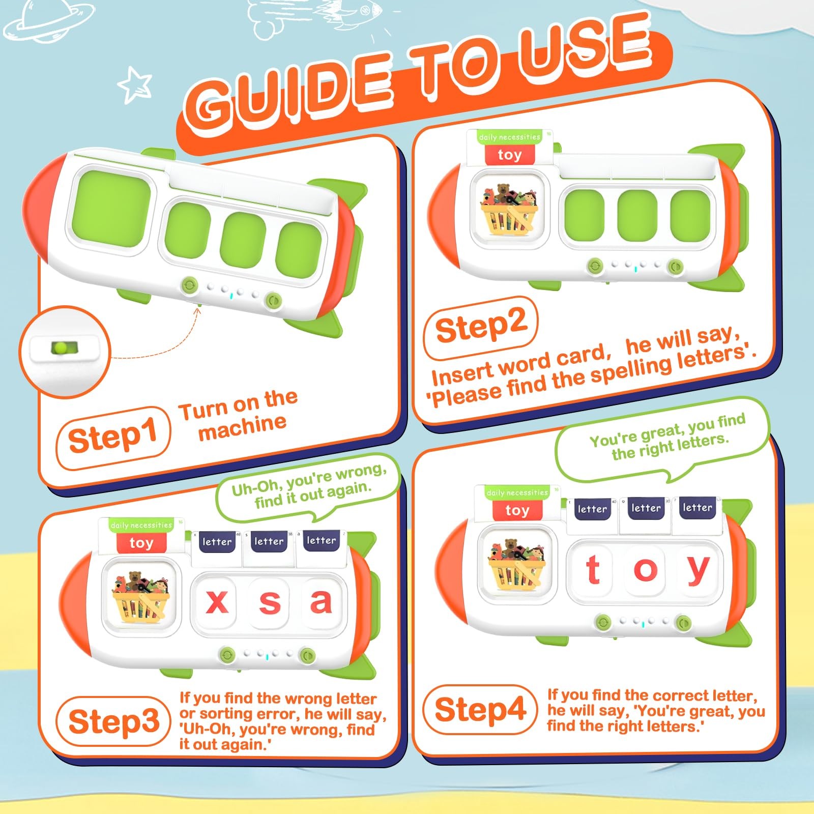ABC Learning Toys for Kids Ages 3-5, Talking Flash Cards for CVC Word & Math …