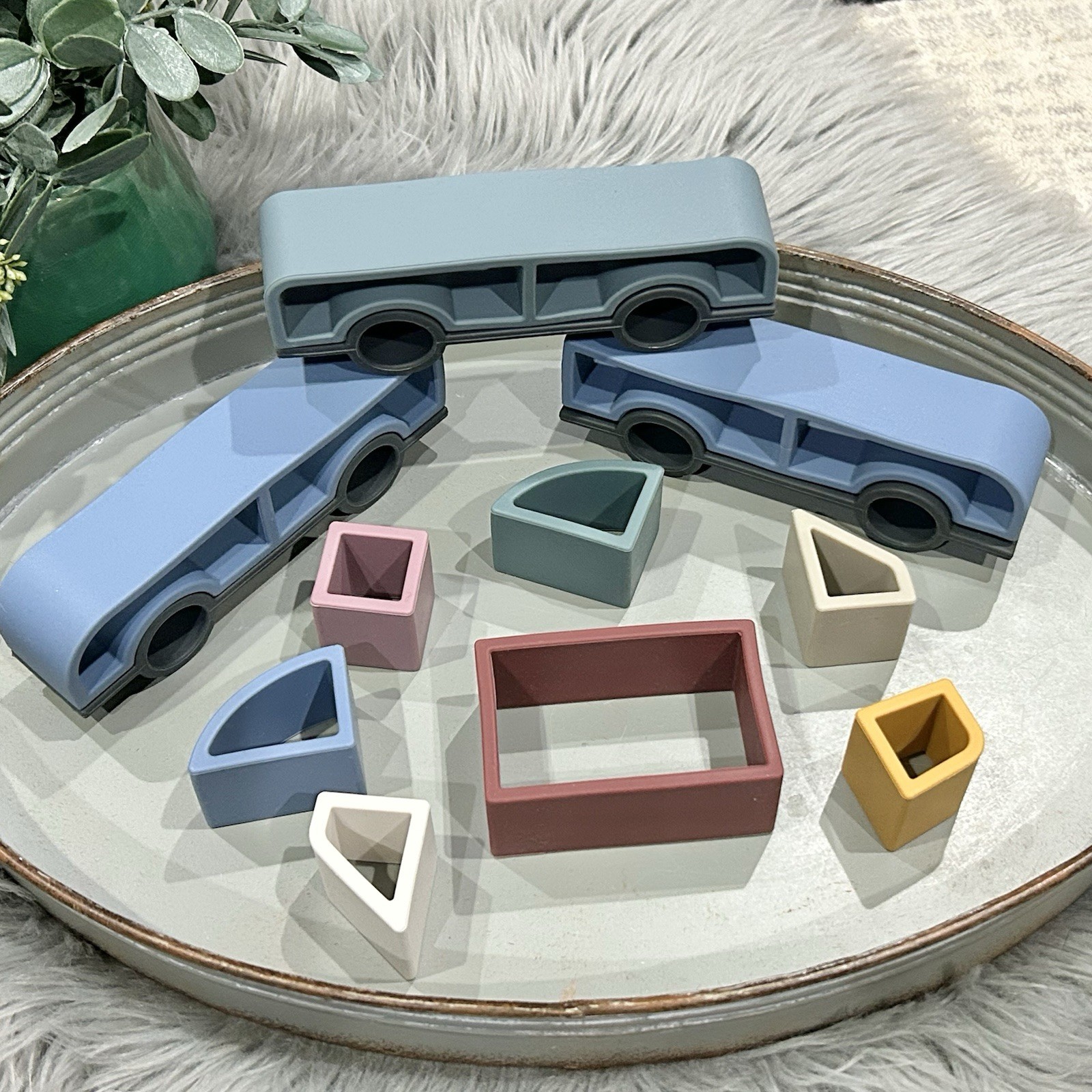 Silicone Stacking Montessori Transportation 3 Vehicle Set