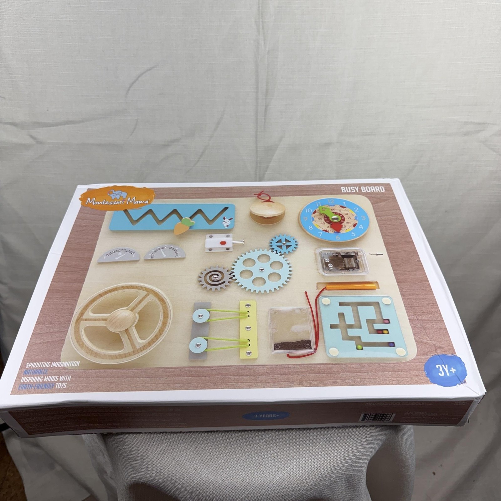 Montessori Mama Busy Board Wooden Multicolor Activity Mat Toy Kids 3Y+ Learning