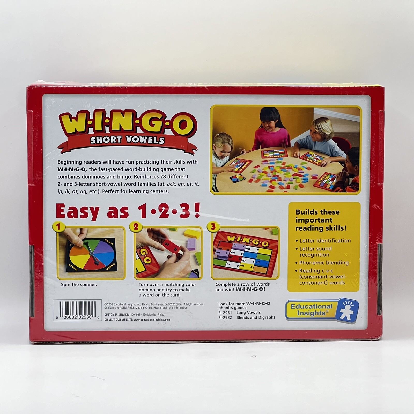 New! W.i.n.g.o. WINGO Short Vowels By Educational Insights Word Dominoes Bingo