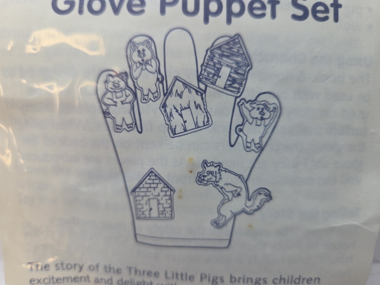Lakeshore Preschool Storytelling 3 Little Pigs Glove Puppets 1 Set/wo Glove