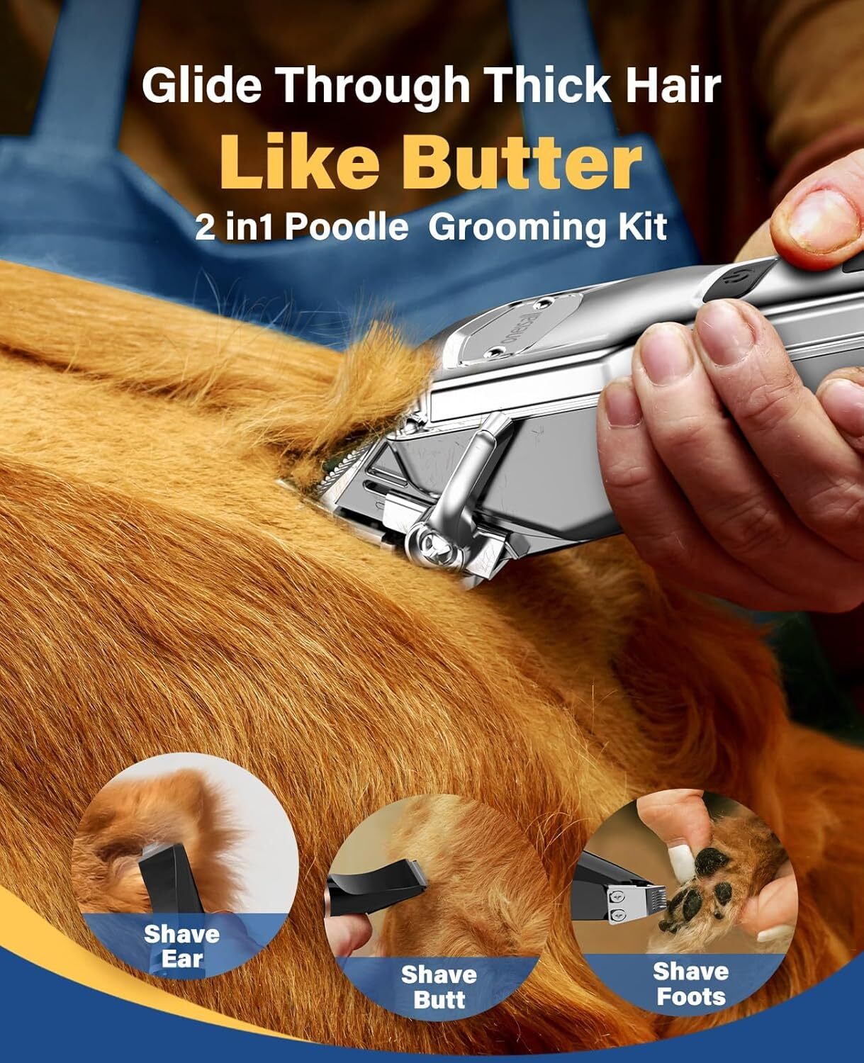 oneisall Pet Grooming Kit for Heavy Thick Hair&Coats/Low Noise Rechargeable