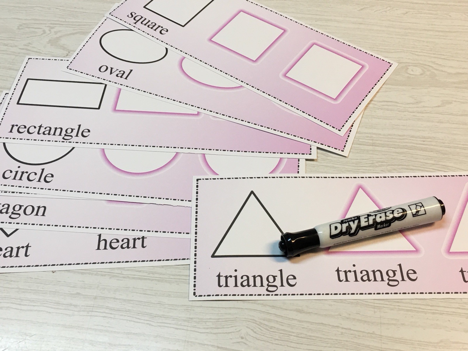 Wipe N Write Shape Trace Cards – Laminated Card – Pre-school- Kindergarten