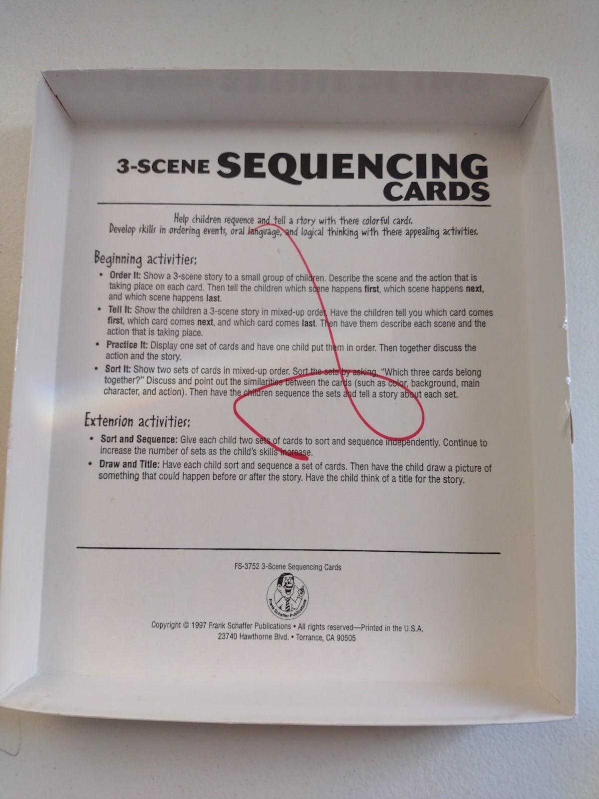 Frank Schaffer 3-Scene Sequencing Cards 16 Sets FS-3752 1998 complete Ages 3-6